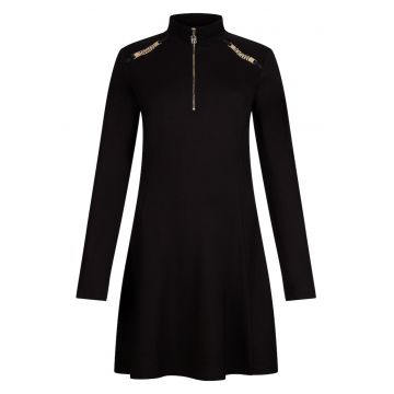 Rochie scurta cu fenta cu fermoar - Negru