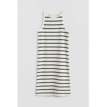 Rochie scurta cu model in dungi - Alb/Negru