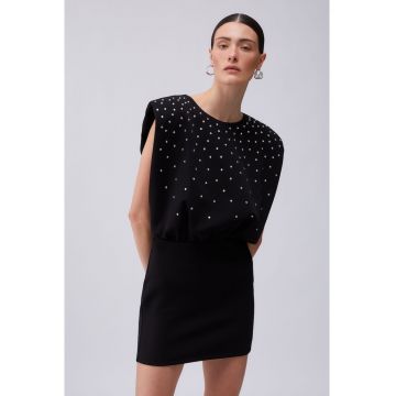 Rochie scurta cu strasuri - Negru
