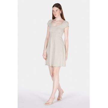 Rochie scurta cu terminatii valurite - Bej deschis
