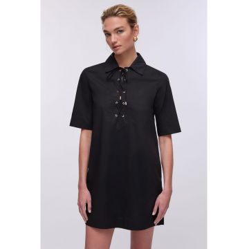 Rochie scurta din poplin - Negru