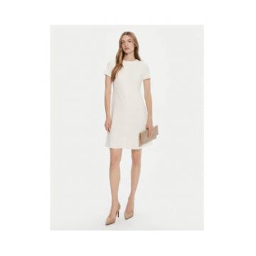 Rochie skater cu maneca scurta - bej -