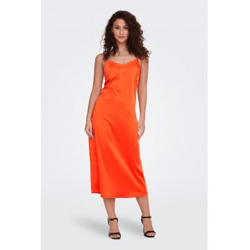 Rochie slip-on cu aspect satinat Maura - Portocaliu mandarina