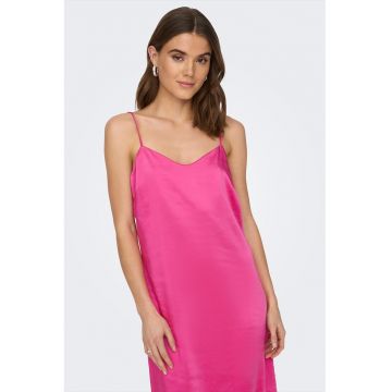 Rochie slip-on cu aspect satinat Maura - Roz aprins