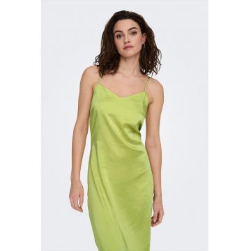 Rochie slip-on cu aspect satinat Maura - Verde fistic