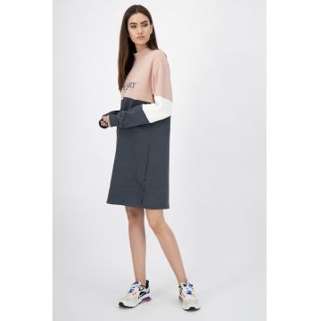 Rochie sport cu logo brodat - Alb/Roz prafuit/Gri inchis