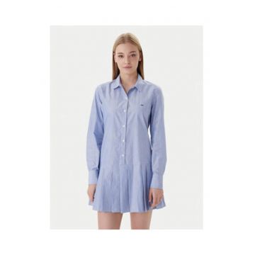 Rochie tip camasa din bumbac organic cu pliuri in partea de jos