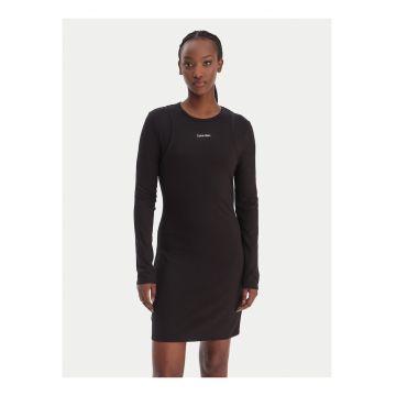 Rochie tricotata slim fit cu detaliu logo