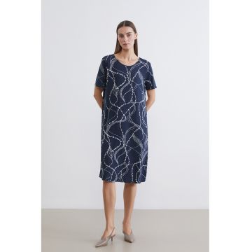Rochie-tricou cu imprimeu - Bleumarin