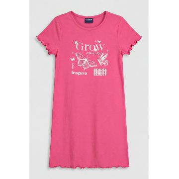 Rochie-tricou cu terminatii valurite - Roz