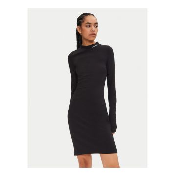 Rochie uni cu maneca lunga Milano - Negru