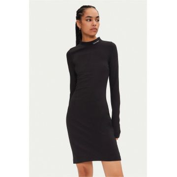 Rochie uni cu maneca lunga Milano - Negru