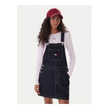 Sarafan din denim cu logo discret