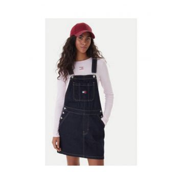 Sarafan din denim cu logo discret