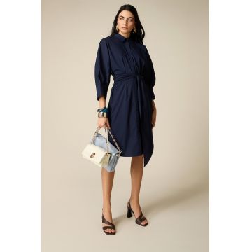 Rochie-camasa cu cordon in talie - Bleumarin
