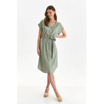 Rochie-camasa cu cordon in talie - Verde sparanghel