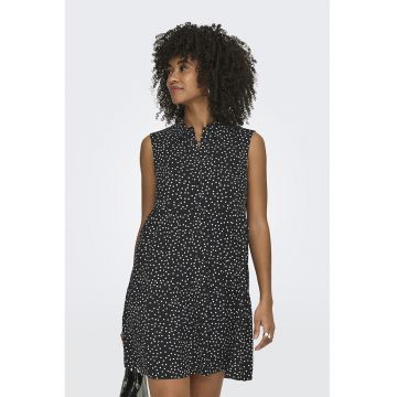 Rochie-camasa cu model - fara maneci - Negru