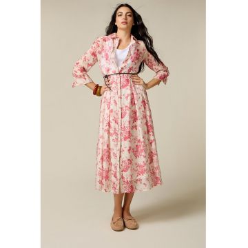Rochie-camasa din amestec de lyocell - Alb/Roz