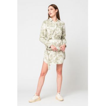 Rochie-camasa din lyocell cu model tie-dye - Verde menta