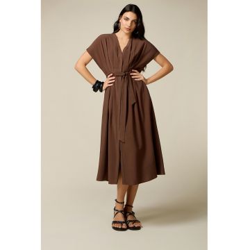 Rochie-camasa midi cu cordon in talie - Maro Siena