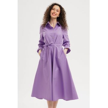 Rochie-camasa midi de bumbac - Lila