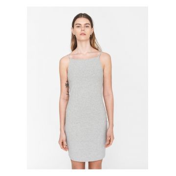 Rochie cambrata cu aspect striat si model uni Edda