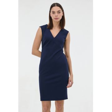 Rochie cambrata cu decolteu in V - Bleumarin