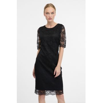 Rochie cambrata cu maneci scurte - Negru