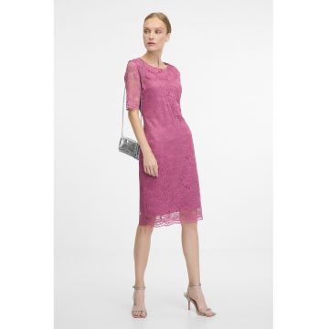 Rochie cambrata cu maneci scurte - Roz
