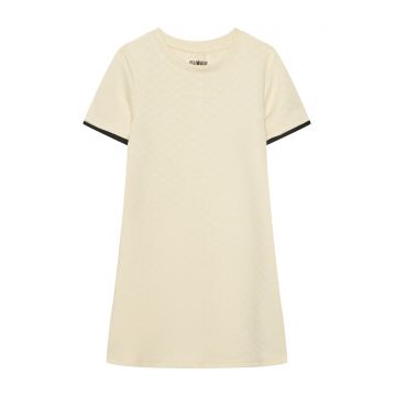 Rochie casual -  bej - maneci scurte - poliester/viscoza