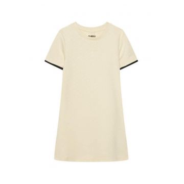 Rochie casual -  bej - maneci scurte - poliester/viscoza
