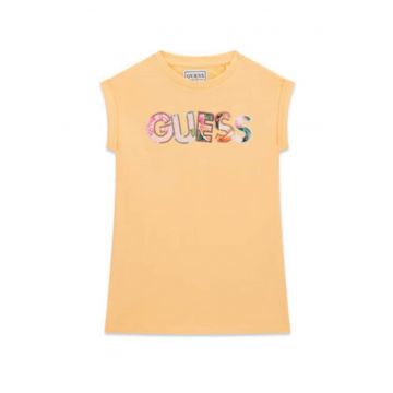 Rochie casual  bumbac - maneci scurte - Portocaliu