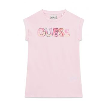 Rochie casual  bumbac - maneci scurte - Roz