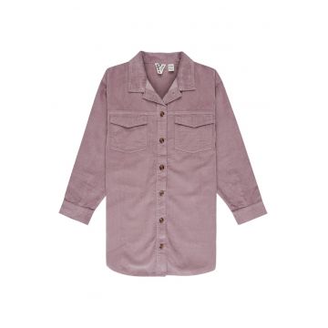 Rochie casual fete -  bumbac - violet - sistem inchidere cu nasturi