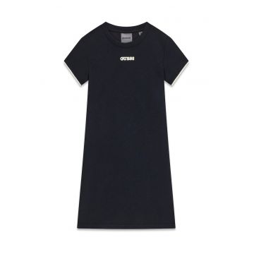 Rochie casual -  neagra - material elastic - pentru fete - primavara-vara - poliester/viscoza