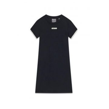 Rochie casual -  neagra - material elastic - pentru fete - primavara-vara - poliester/viscoza