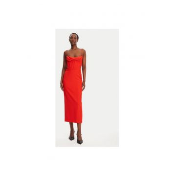 Rochie cocktail  58535DB - Sintetic - Rosu - Rosu