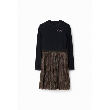 Rochie combi cu logo pe piept - Negru