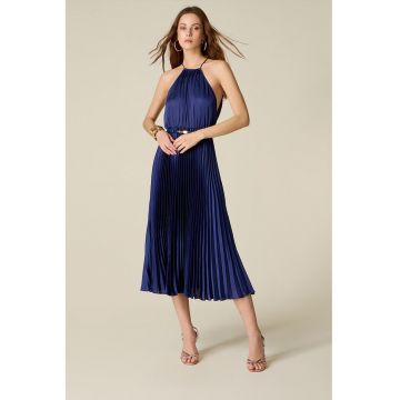 Rochie cu decolteu halter - Albastru inchis
