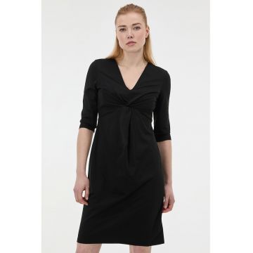 Rochie cu decolteu in V si maneci medii - Negru