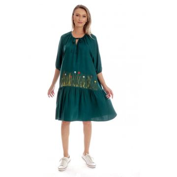 Rochie Dama Boho  cu Pictura Manuala - Verde