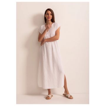 Rochie Dama Capri Panza Topita Bumbac - Alb