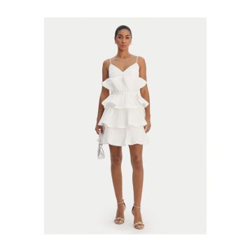 Rochie de cocktail -  fermoar - alb - nylon