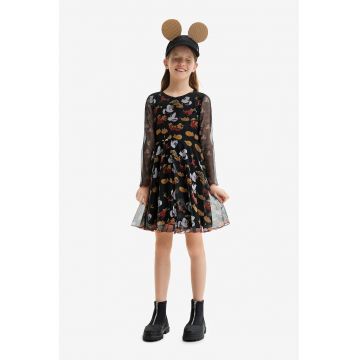 Rochie de plasa cu Mickey Mouse - Negru