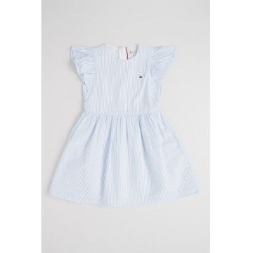 Rochie din bumbac cu model in dungi - Alb/Albastru deschis