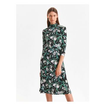 Rochie din viscoza cu maneci trei sferturi si model floral