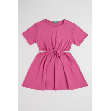 Rochie evazata cu decupaj - Roz inchis