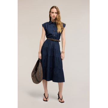 Rochie evazata din denim - Bleumarin