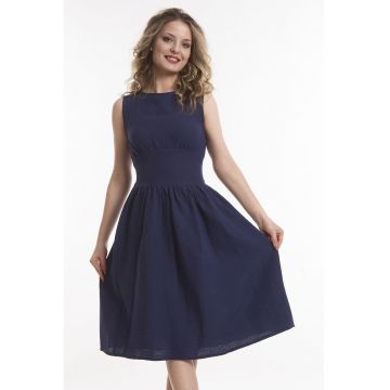 Rochie fara maneci cu fronseuri - Bleumarin stins