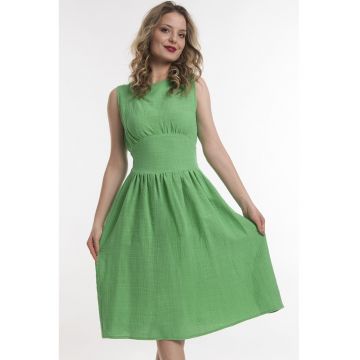Rochie fara maneci cu fronseuri - Verde mar